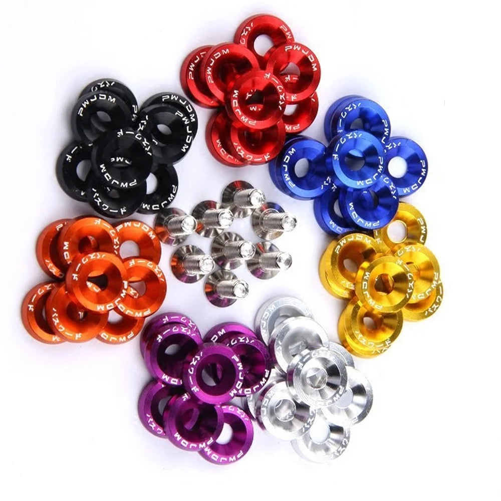 10x Eloxierte Unterlegscheiben mit Senkkopfschrauben